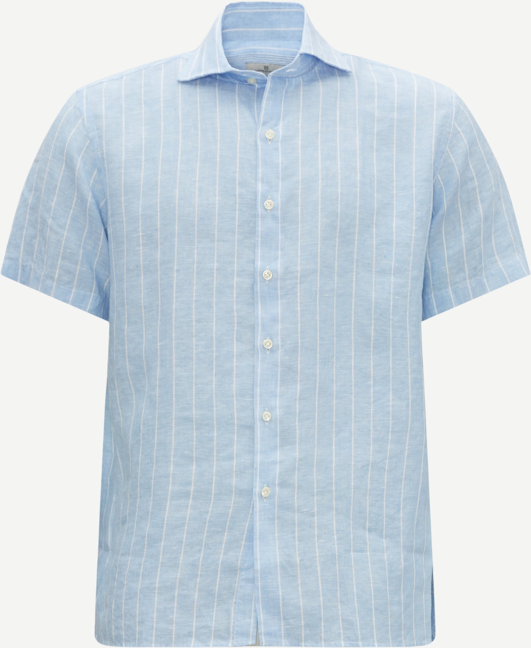 Hansen & Jacob Short-sleeved shirts 11352 LINEN STRIPE SHORT SLEEVE SHIRT Blue